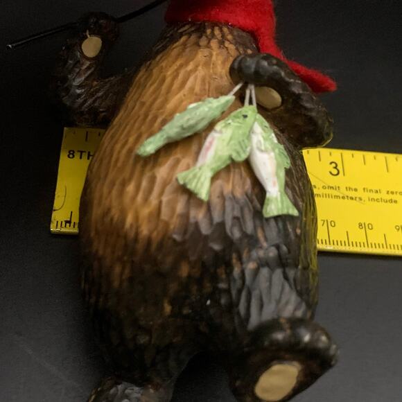 Bear Christmas Tree Ornament Fishing Pole Bobber Fish Scarf - Picture 9 of 9